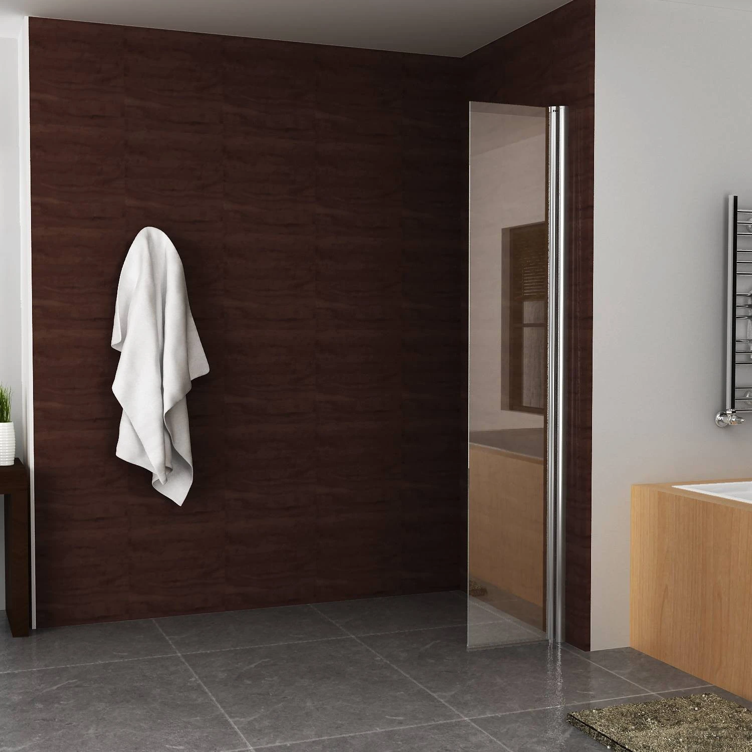 BWS Apollo Zijwand Met Scharnierend Muurprofiel 40x200 Cm 10mm Nano Glas