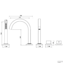 BWS Badrandthermostaat 4Gats Afbouwset Chroom (Exclusief Inbouwdeel) -Baden Luxe Verkoop bws badrandthermostaat 4gats afbouwset chroom tech