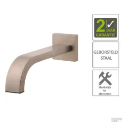 BWS Baduitloop Inbouw Vierkant 1/2" Geborsteld Staal