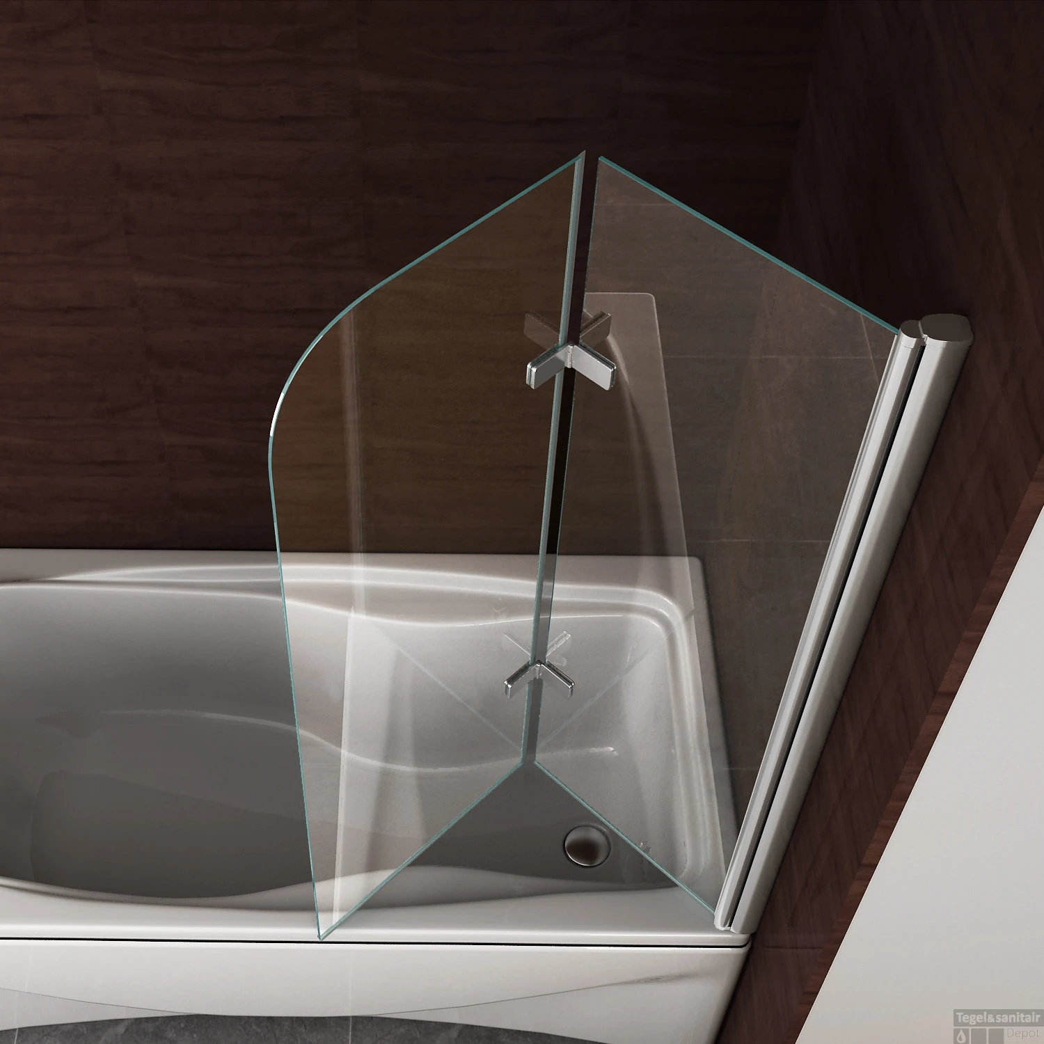 BWS Badwand 2 Delig Inklapbaar 100x140 Cm 6mm NANO Coating 2 BWS Badwand 2 Delig Inklapbaar 100x140 Cm 6mm NANO Coating - Afbeelding 2