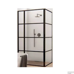 BWS Douchecabine Frame 100x150 Cm 8 Mm NANO Glas Mat Zwart Raster -Baden Luxe Verkoop bws douchecabine frame mat zwart raster shop 13