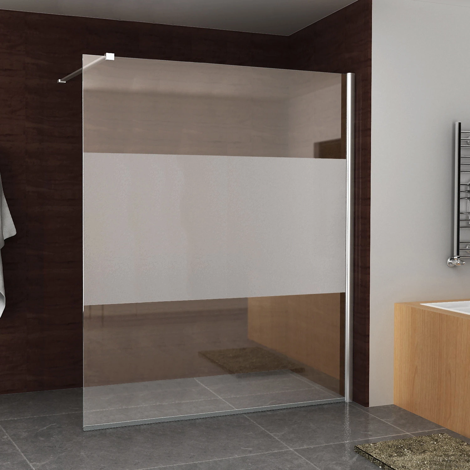 BWS Douchewand Reno Met Middenband 160x200 Cm 8 Mm NANO Coating 1 BWS Douchewand Reno Met Middenband 160x200 Cm 8 Mm NANO Coating