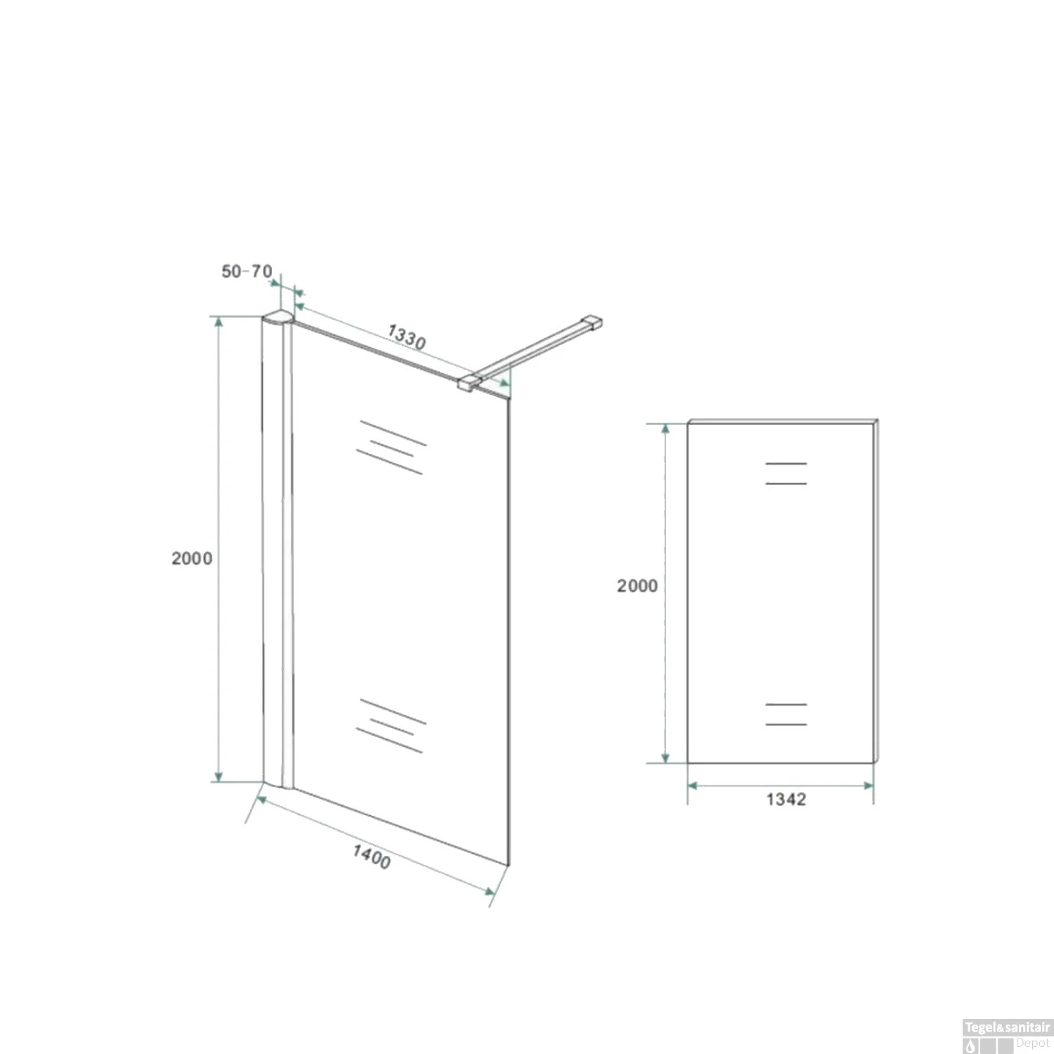 BWS Eco Inloopdouche Met Muurprofiel 140x200cm 8mm NANO Coating 8 BWS Eco Inloopdouche Met Muurprofiel 140x200cm 8mm NANO Coating - Afbeelding 8