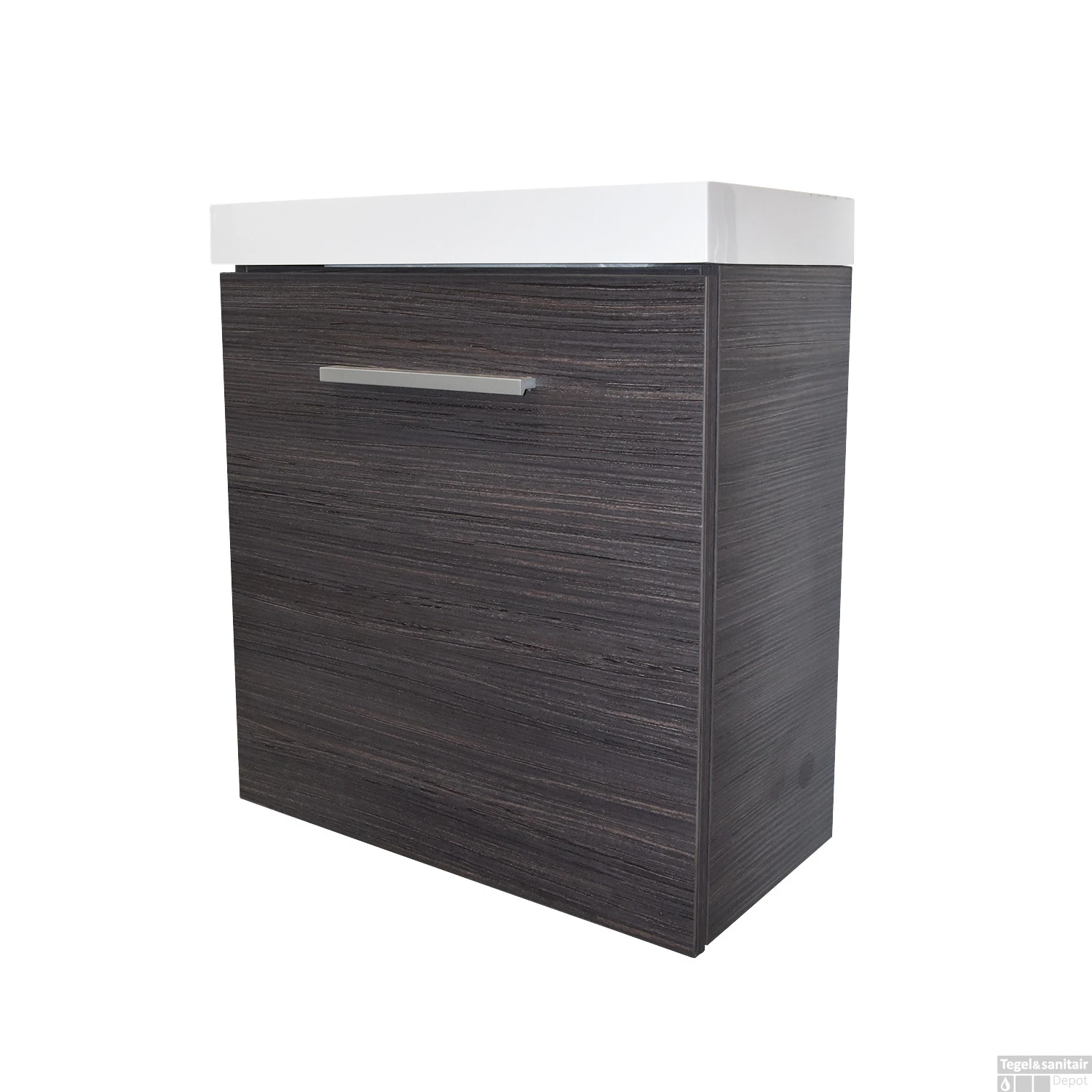 BWS Fonteinkast Emma 50x25x50cm Met Wastafel Links En Rechts Draaiend Houtnerf Grijs 1 BWS Fonteinkast Emma 50x25x50cm Met Wastafel Links En Rechts Draaiend Houtnerf Grijs