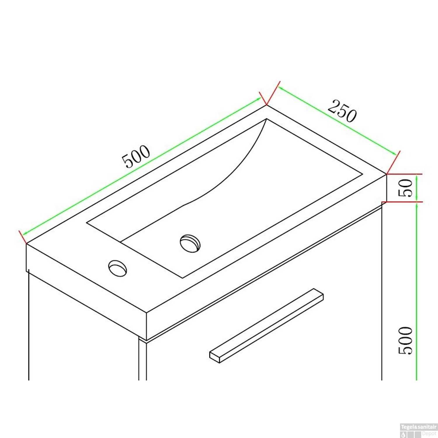 BWS Fonteinkast Emma 50x25x50cm Met Wastafel Links En Rechts Draaiend Houtnerf Grijs 4 BWS Fonteinkast Emma 50x25x50cm Met Wastafel Links En Rechts Draaiend Houtnerf Grijs - Afbeelding 4