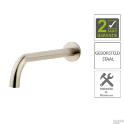 BWS Inbouwuitloop Rond 30 Cm 1/2" Geborsteld Staal