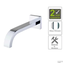 BWS Inbouwuitloop Vierkant 25cm 1/2" Chroom