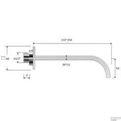 BWS Inbouwuitloop Vierkant 25cm 1/2" Chroom -Baden Luxe Verkoop bws inbouwuitloop vierkant 25cm 1 2inch chroom tech