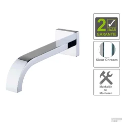 BWS Inbouwuitloop Vierkant 30cm 1/2" Chroom