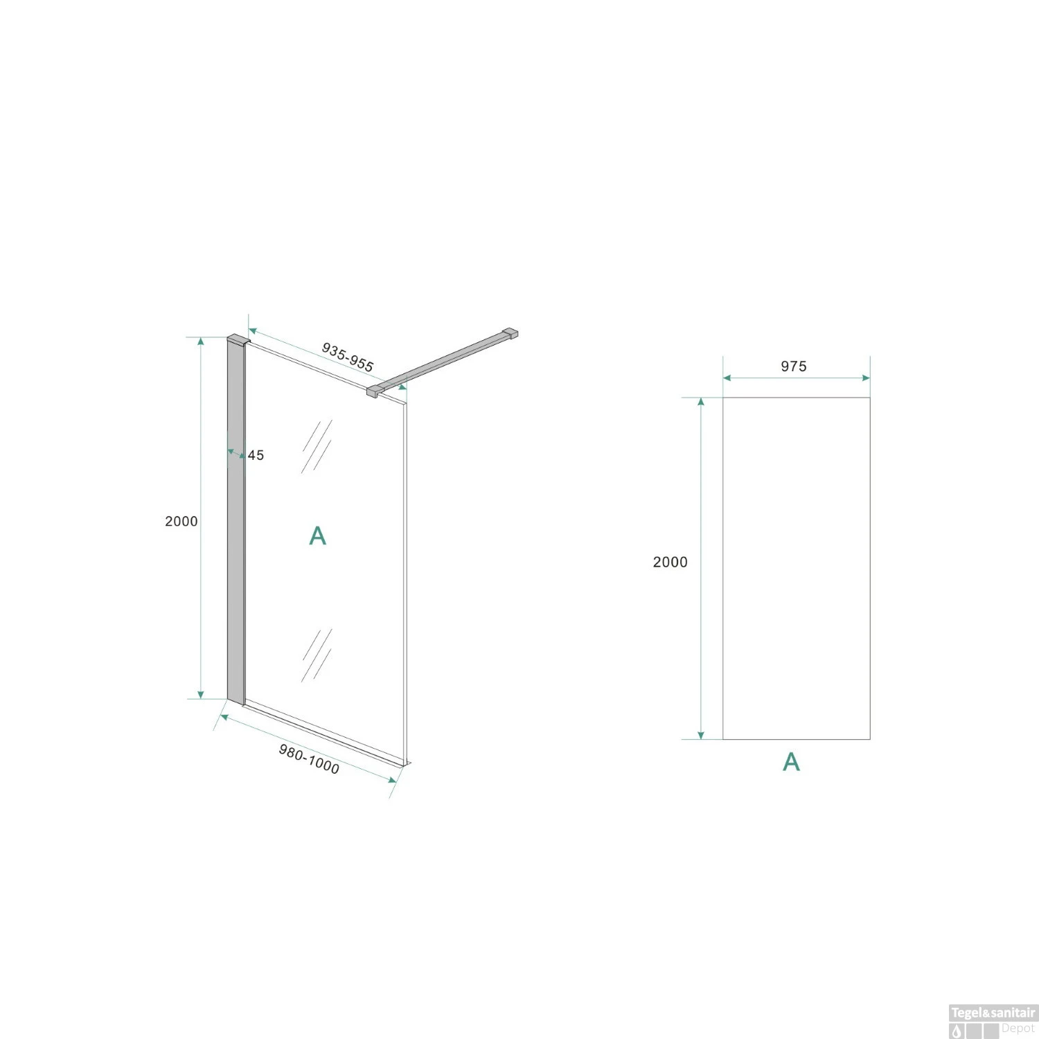 BWS Inloopdouche Met Zwart Muurprofiel 100x200cm Safety Glass En Nano Glas 10mm 5 BWS Inloopdouche Met Zwart Muurprofiel 100x200cm Safety Glass En Nano Glas 10mm - Afbeelding 5