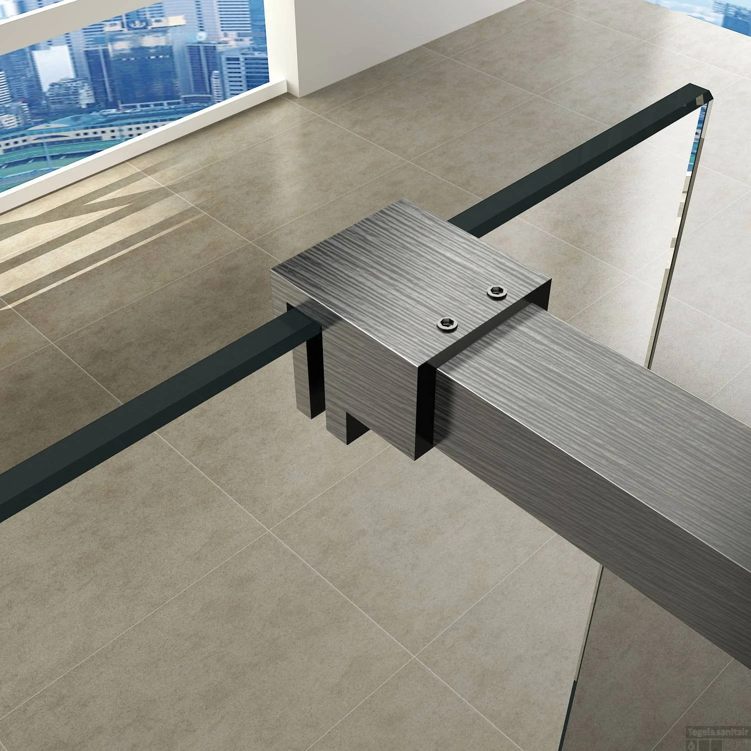 BWS Inloopdouche Pro Line Helderglas 100x200 8mm Nano Coating RVS Profiel En Stang - Afbeelding 3