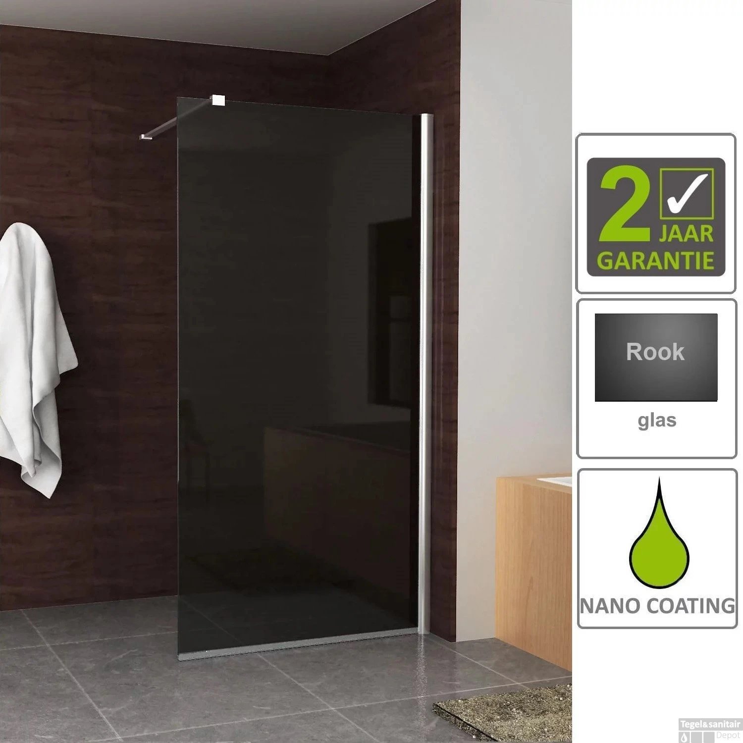 BWS Douchewand Rookglas 10mm | Nano Coating | Inloopdouche (Alle Maten) 1 BWS Douchewand Rookglas 10mm | Nano Coating | Inloopdouche (Alle Maten)