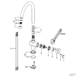 BWS Keukenmengkraan Cemal Chroom -Baden Luxe Verkoop bws keukenmengkraan cemal chroom detail