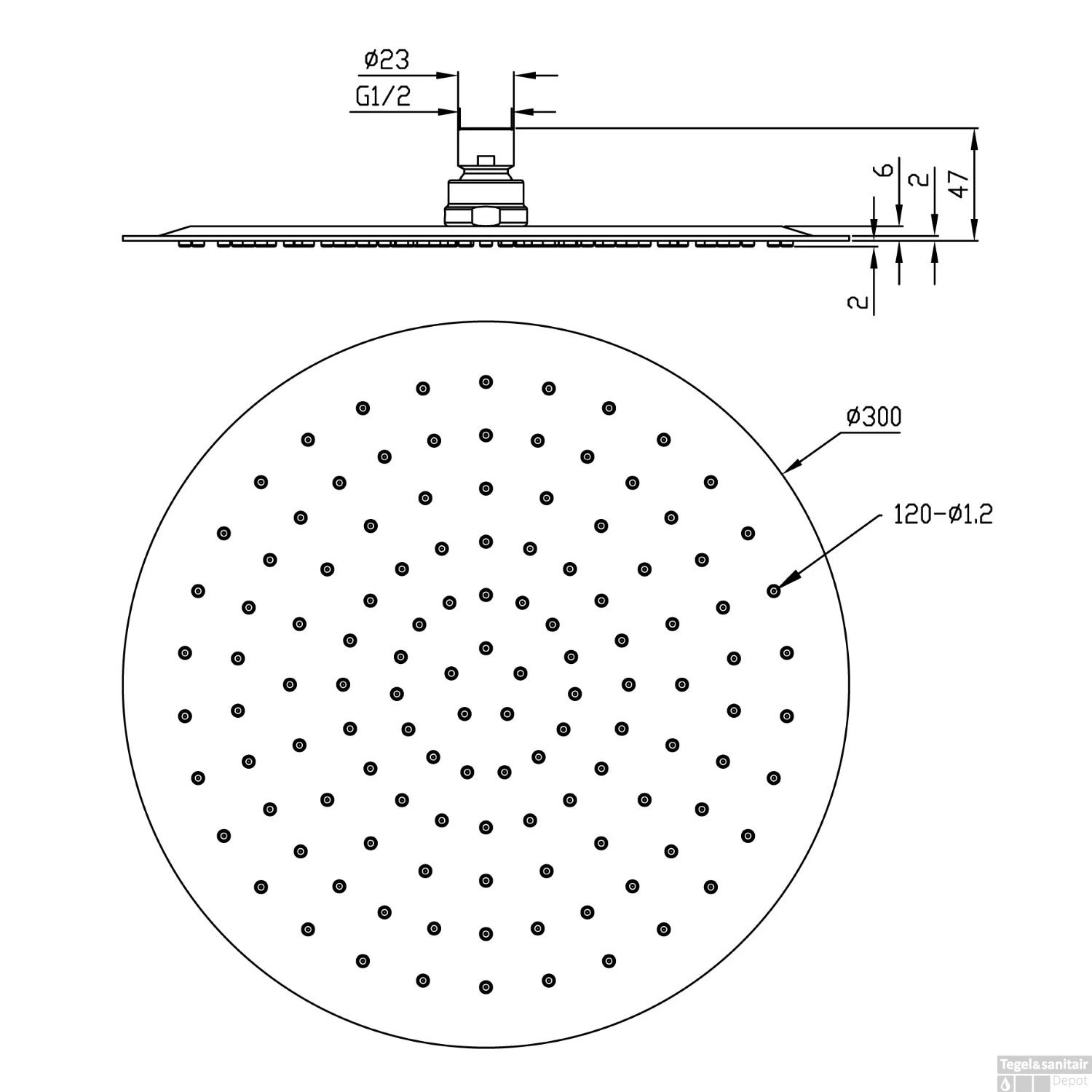BWS Hera Hoofddouche UFO 30cm Ultra Plat Rond 304-RVS 2 BWS Hera Hoofddouche UFO 30cm Ultra Plat Rond 304-RVS - Afbeelding 2