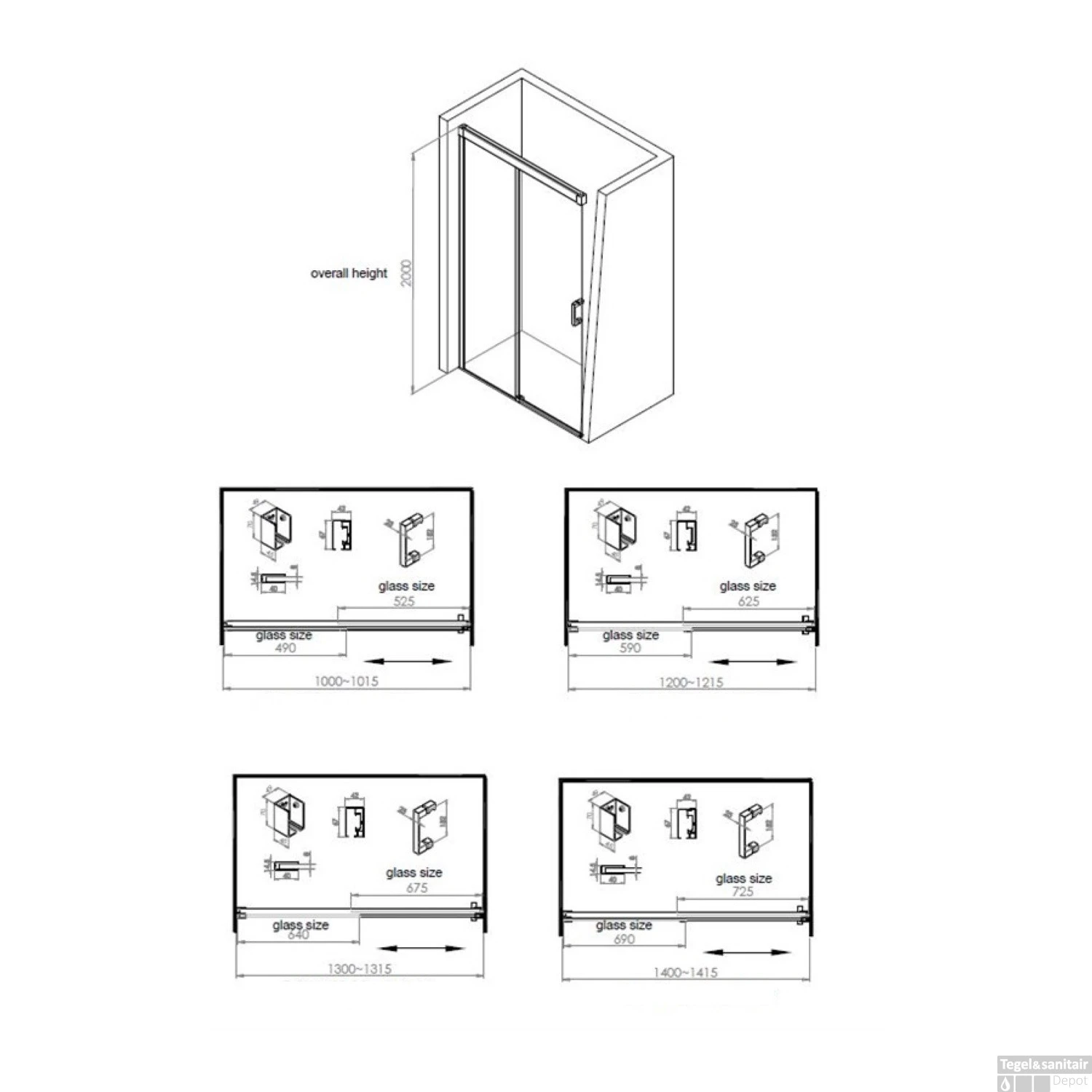 BWS Nisdeur Linea Met Vast Paneel 128x200 Cm 8 Mm Soft Close NANO Glas Zwart 2 BWS Nisdeur Linea Met Vast Paneel 128x200 Cm 8 Mm Soft Close NANO Glas Zwart - Afbeelding 2