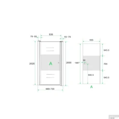 BWS Nisdeur Met Middenband 70x200cm 8mm NANO Coating Links -Baden Luxe Verkoop bws nisdeur met middenband 70x200cm 8mm nano coating links tech 2