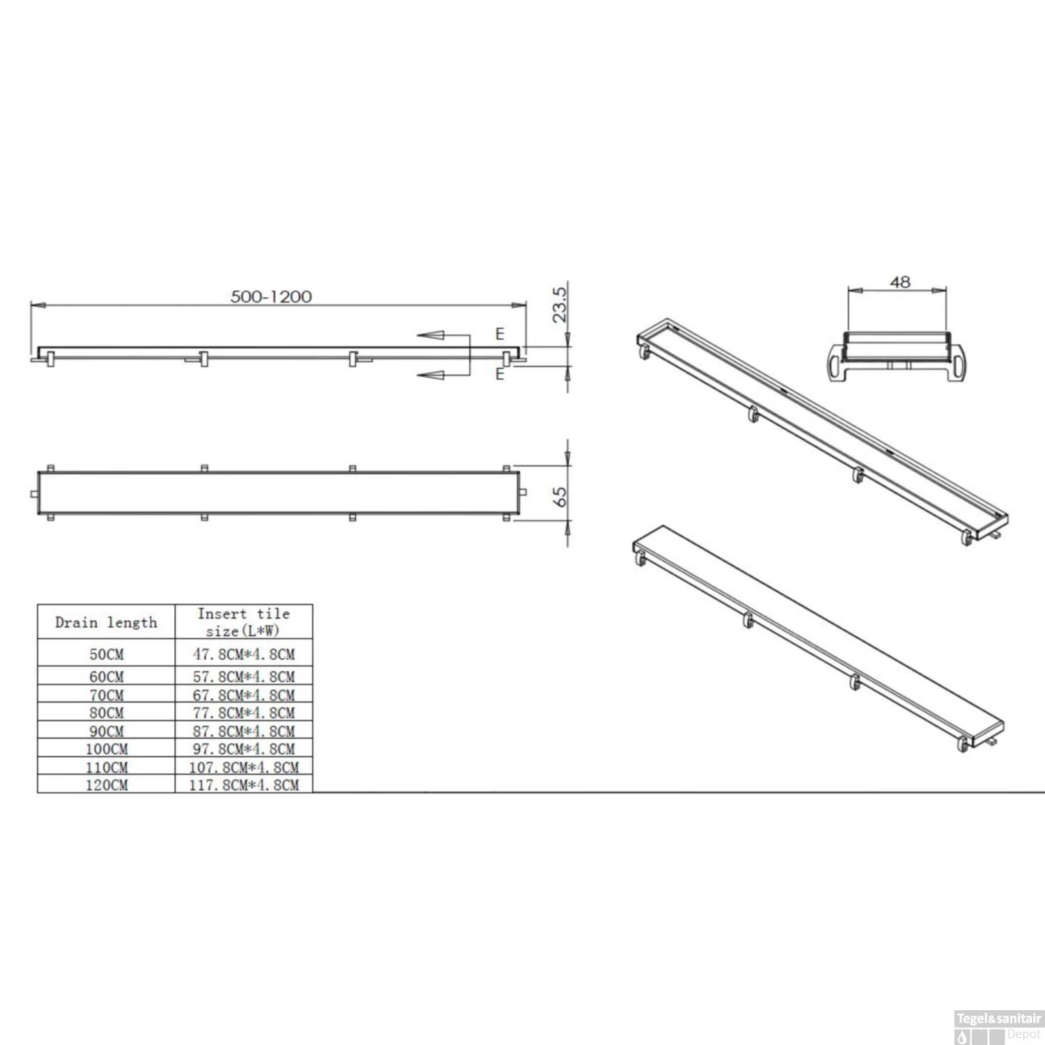 BWS RVS Tegelrooster Tbv Douchegoot 80x7 Cm 5 BWS RVS Tegelrooster Tbv Douchegoot 80x7 Cm - Afbeelding 5