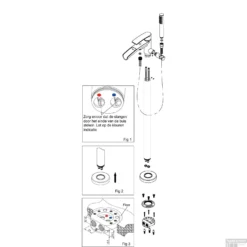 BWS Vrijstaande Badmengkraan Met Waterval Met Handdouche Chroom -Baden Luxe Verkoop bws vrijstaande badmengkraan met waterval chroom tech 3