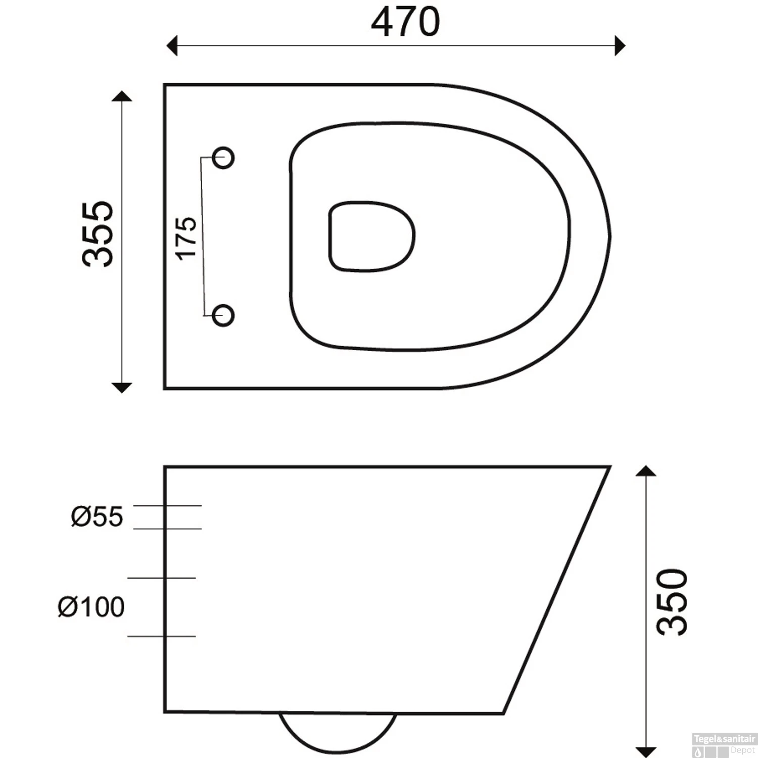 BWS Wandcloset Vesta Junior 47cm Diepspoel Randloos Zonder Zitting Wit 2 BWS Wandcloset Vesta Junior 47cm Diepspoel Randloos Zonder Zitting Wit - Afbeelding 2