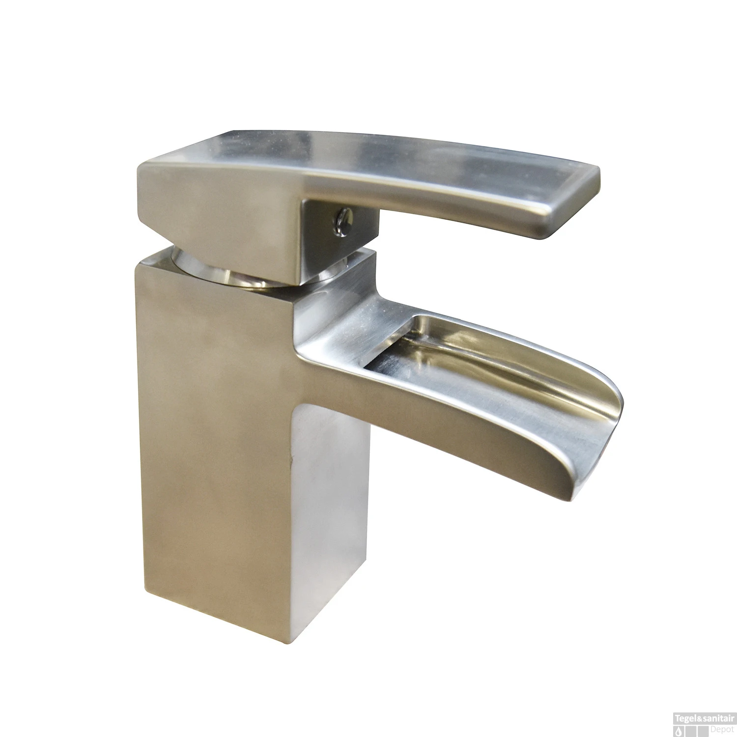 BWS Wastafelkraan Square Met Waterval En Clickwaste Chroom 1 BWS Wastafelkraan Square Met Waterval En Clickwaste Chroom