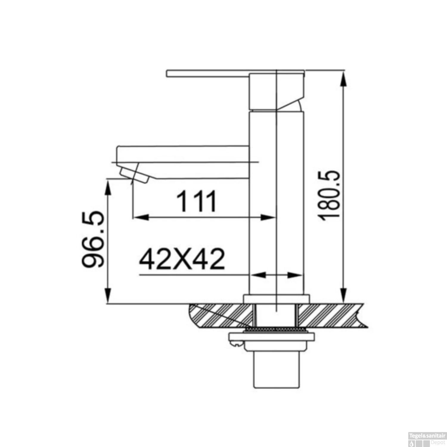 BWS Wastafelmengkraan Hera Vierkant RVS Look 2 BWS Wastafelmengkraan Hera Vierkant RVS Look - Afbeelding 2