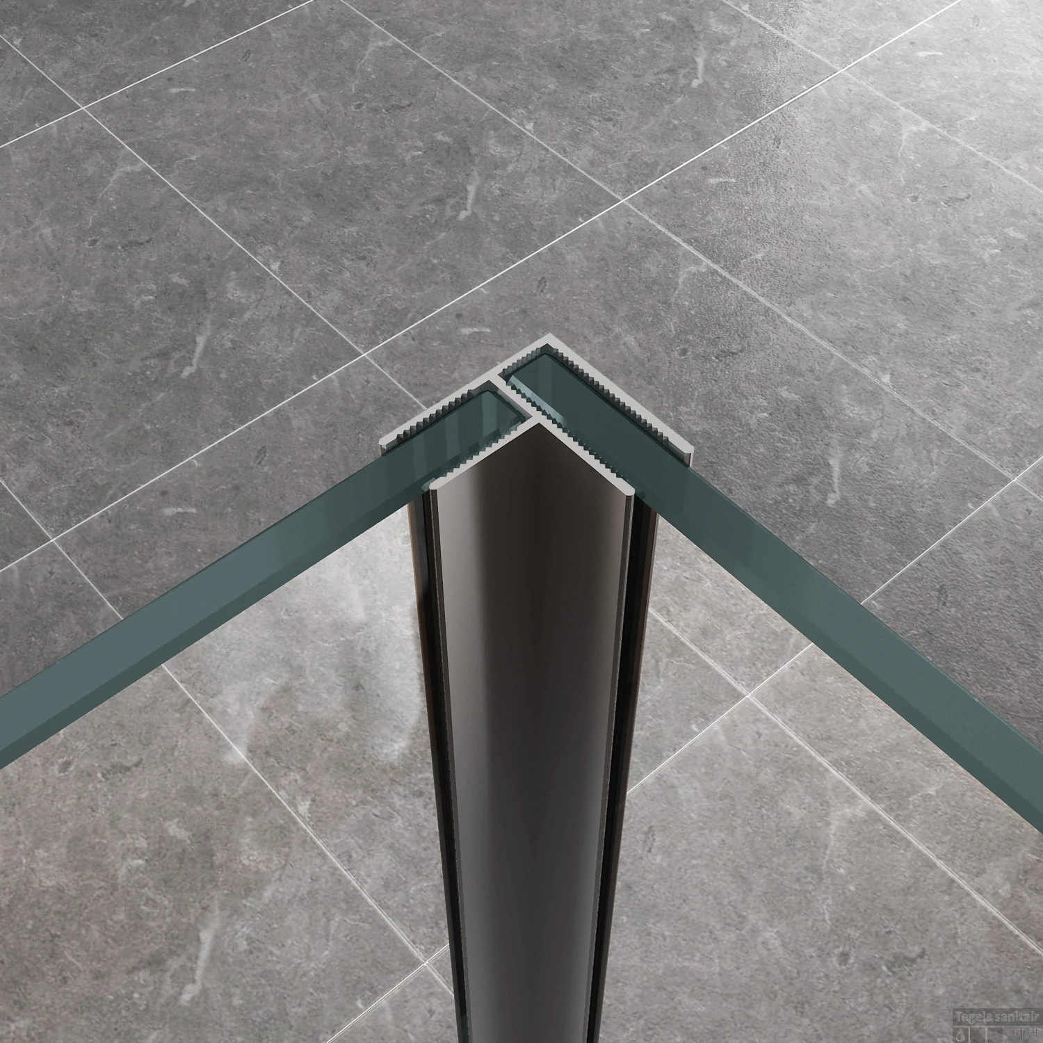 BWS Zijwand Met Scharnierprofiel Links En Middenband 35x200 Cm 10mm NANO Coating 2 BWS Zijwand Met Scharnierprofiel Links En Middenband 35x200 Cm 10mm NANO Coating - Afbeelding 2