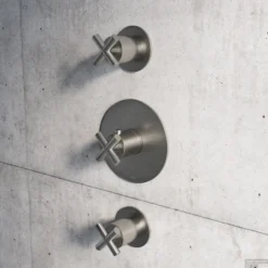 Douchethermostaat Hotbath Chap Inbouw 2 Stopkranen Kruisgreep Geborsteld Nikkel (excl. Inbouwdeel)