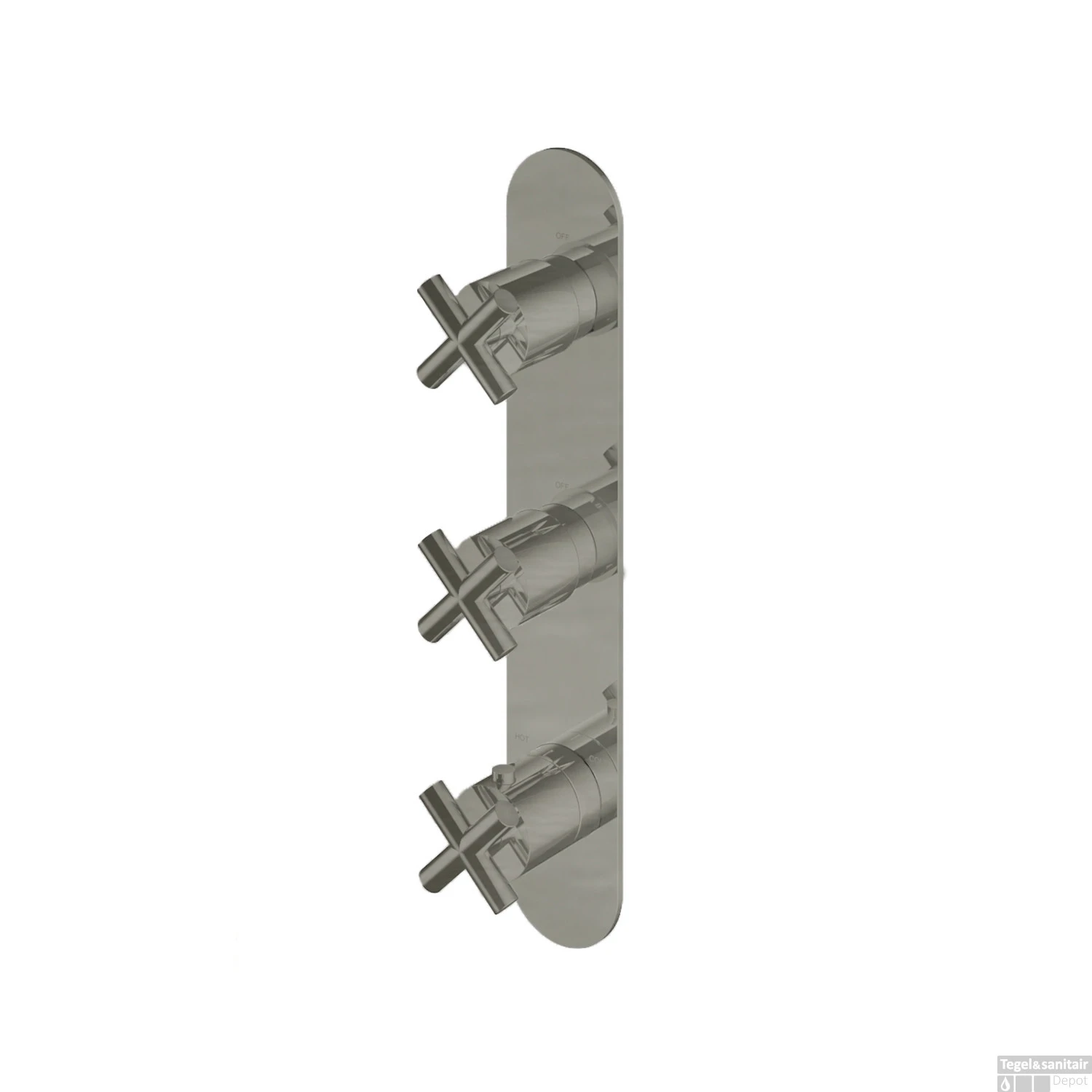 Douchethermostaat Hotbath Chap Inbouw 2 Stopkranen Verticaal Geborsteld Nikkel 1 Douchethermostaat Hotbath Chap Inbouw 2 Stopkranen Verticaal Geborsteld Nikkel