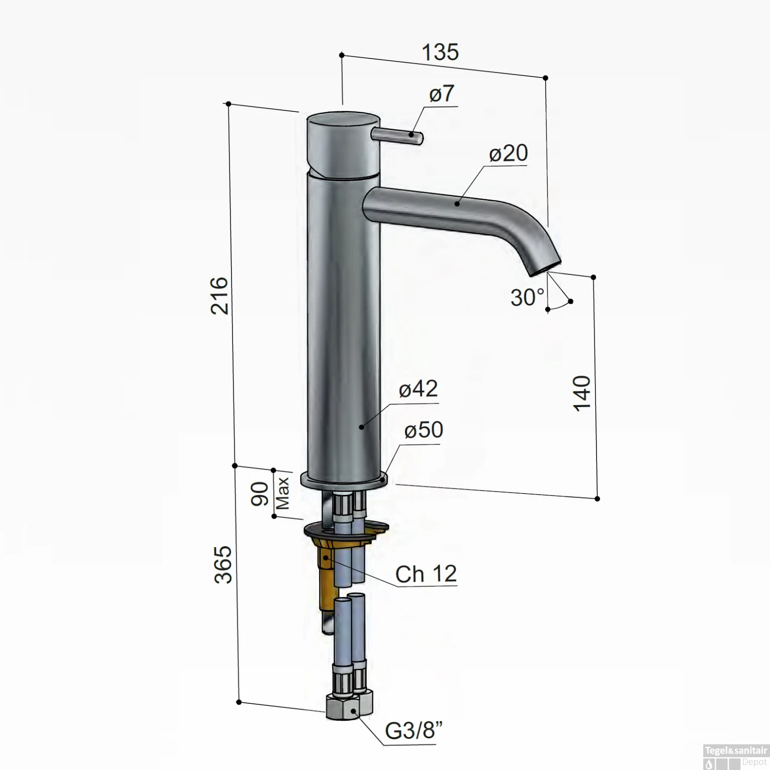Wastafelmengkraan Hotbath Cobber 1-hendel Gebogen 21.6 Cm Verouderd IJzer 4 Wastafelmengkraan Hotbath Cobber 1-hendel Gebogen 21.6 Cm Verouderd IJzer - Afbeelding 4