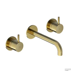 Wastafelmengkraan Hotbath Cobber Inbouw 2-hendel Gebogen 18 Cm Geborsteld Messing PVD