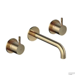 Wastafelmengkraan Hotbath Cobber Inbouw 2-hendel Gebogen 18 Cm Gepolijst Messing PVD