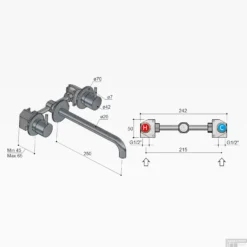 Wastafelmengkraan Hotbath Cobber Inbouw 2-hendel Gebogen 25 Cm Geborsteld Koper PVD -Baden Luxe Verkoop cb005text25bcp wastafelmengkraan hotbath cobber inbouw 2 hendel gebogen 25 cm geborsteld koper pvd tech