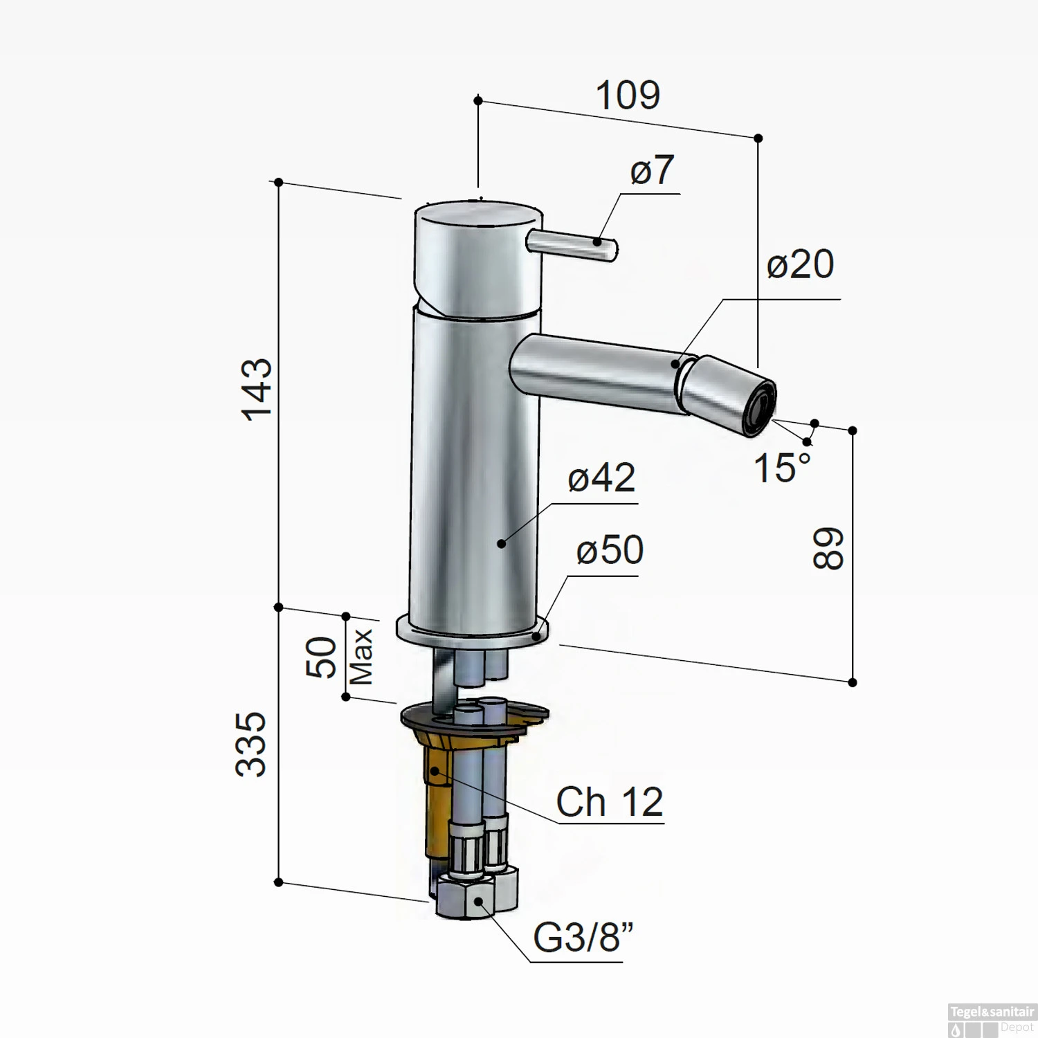 Bidetmengkraan Hotbath Cobber Verouderd IJzer (excl. Waste) 3 Bidetmengkraan Hotbath Cobber Verouderd IJzer (excl. Waste) - Afbeelding 3