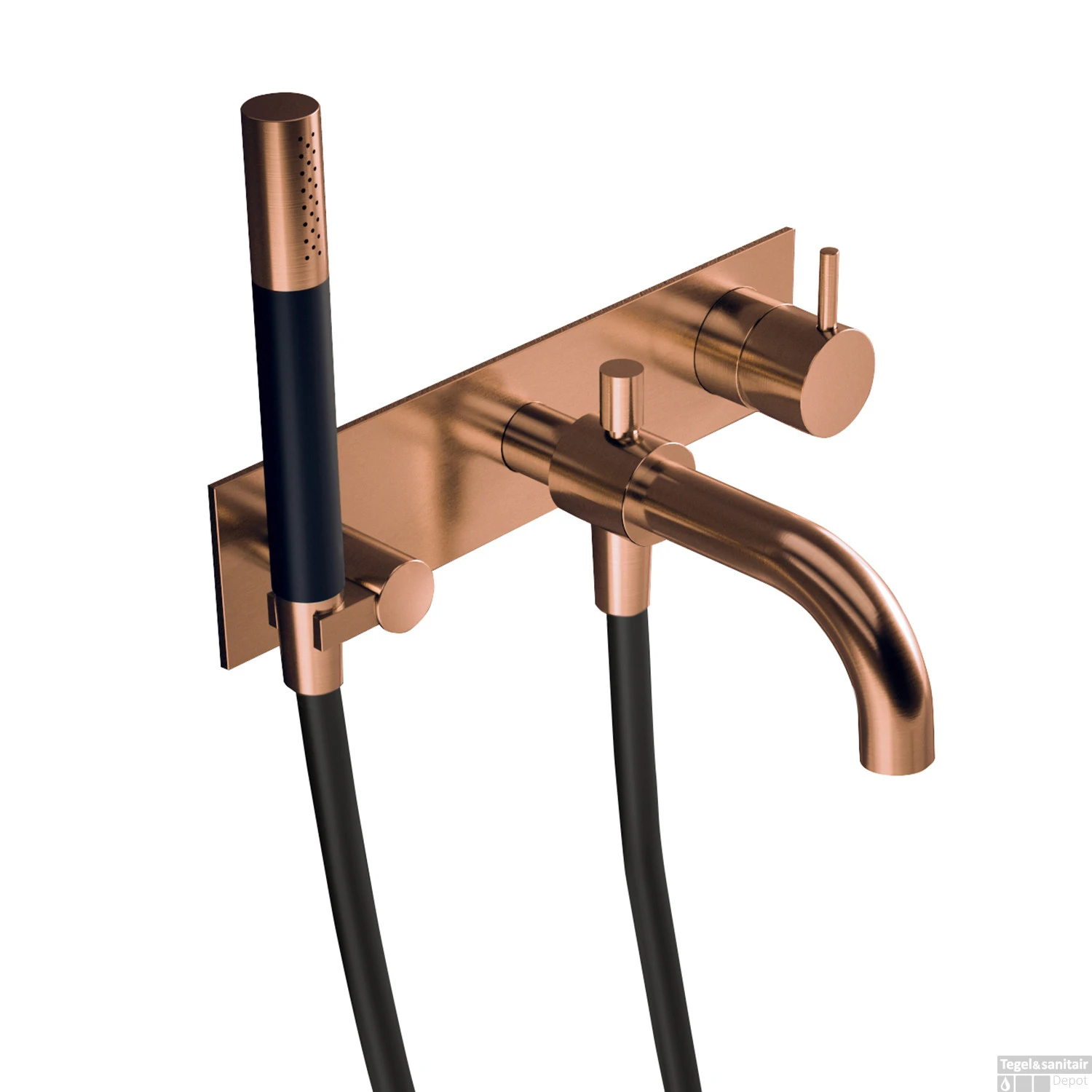 Inbouw Badmengkraan Hotbath Cobber Automatische Omstelinrichting Geborsteld Koper (incl. Doucheset)