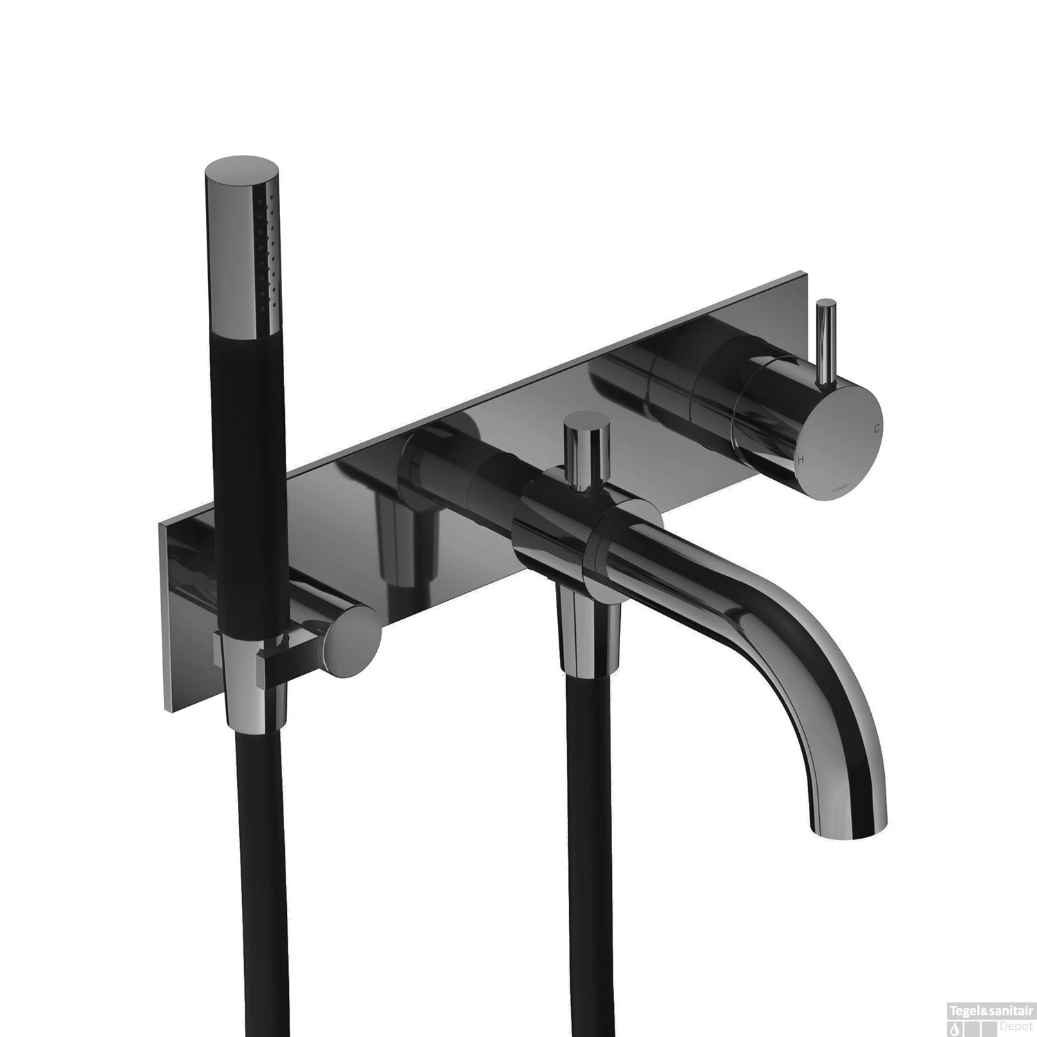 Inbouw Badmengkraan Hotbath Cobber Automatische Omstelinrichting Zwart Chroom (incl. Doucheset)