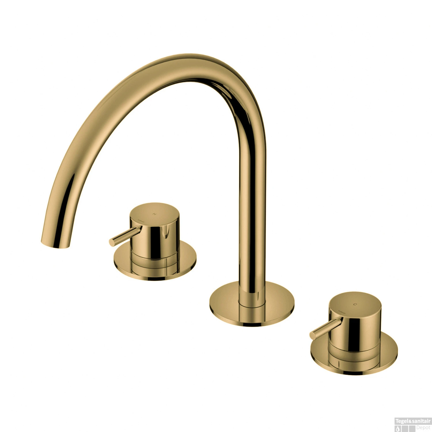 Wastafelmengkraan Hotbath Cobber 3 Gats 2-hendel Gebogen 26.1 Cm Gepolijst Messing