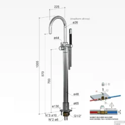 Badmengkraan Hotbath Cobber Draaibare Uitloop 105.5 Cm Gepolijst Messing -Baden Luxe Verkoop cb077nb badmengkraan hotbath cobber draaibare uitloop 105.5 cm gepolijst messing tech