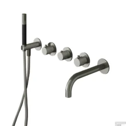 Badthermostaat Hotbath Cobber Inbouw Met Uitloop 2 Stopkranen Geborsteld Nikkel (excl. Inbouwdeel)