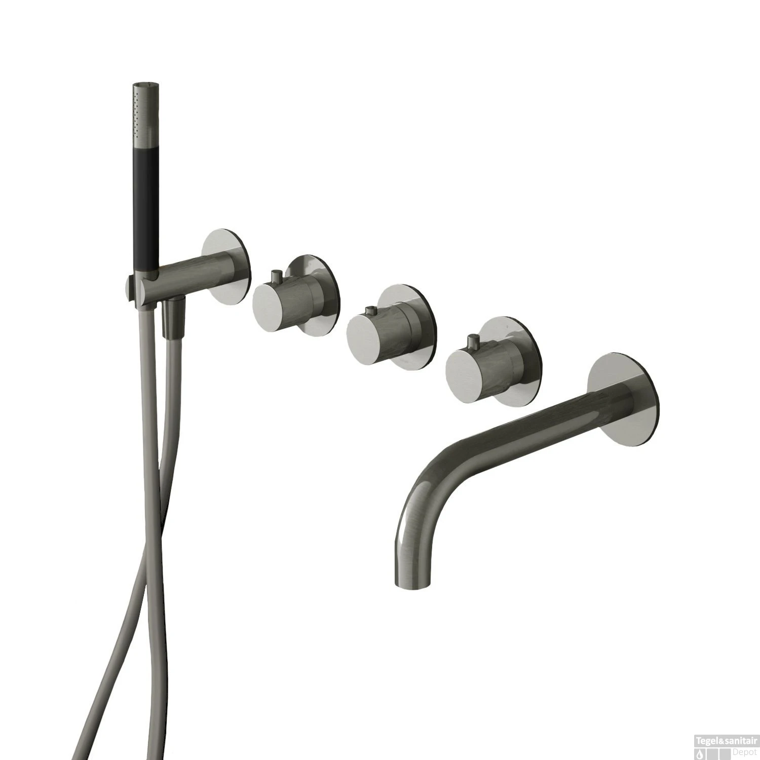 Badthermostaat Hotbath Cobber Inbouw Met Uitloop 2 Stopkranen Geborsteld Nikkel (excl. Inbouwdeel)