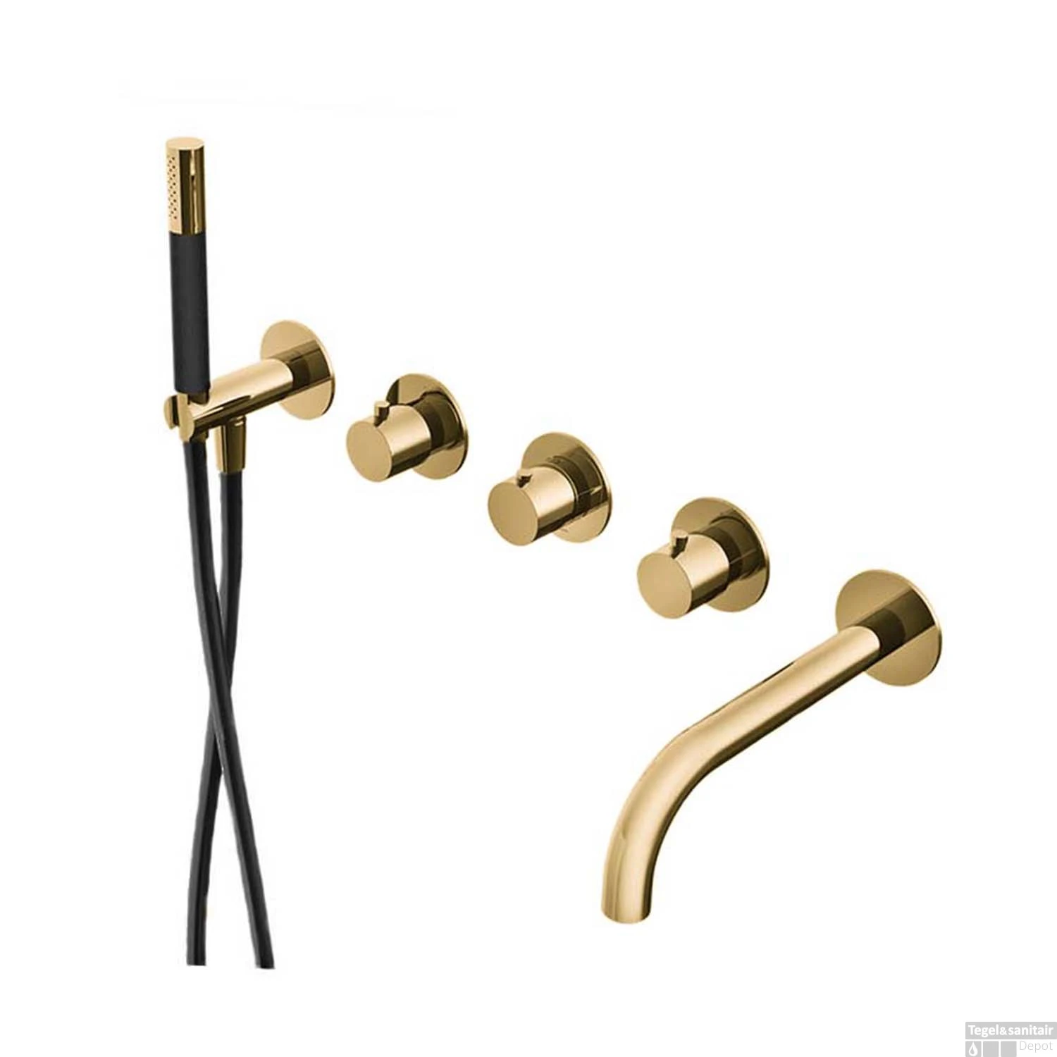 Badthermostaat Hotbath Cobber Inbouw Met Uitloop 2 Stopkranen Gepolijst Messing (excl. Inbouwdeel)