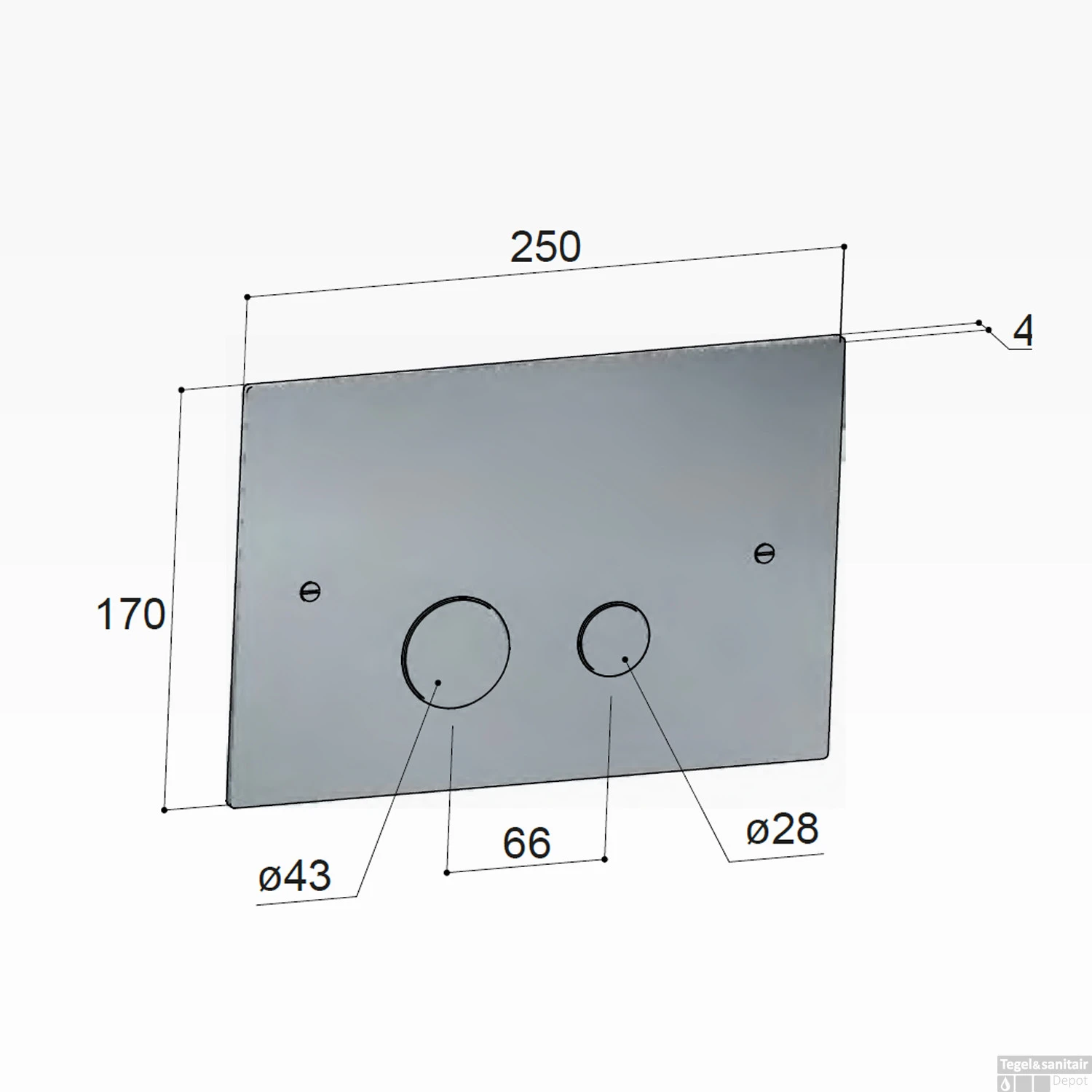 Bedieningspaneel Hotbath Cobber T.b.v. Geberit UP320 Geborsteld Messing PVD - Afbeelding 3