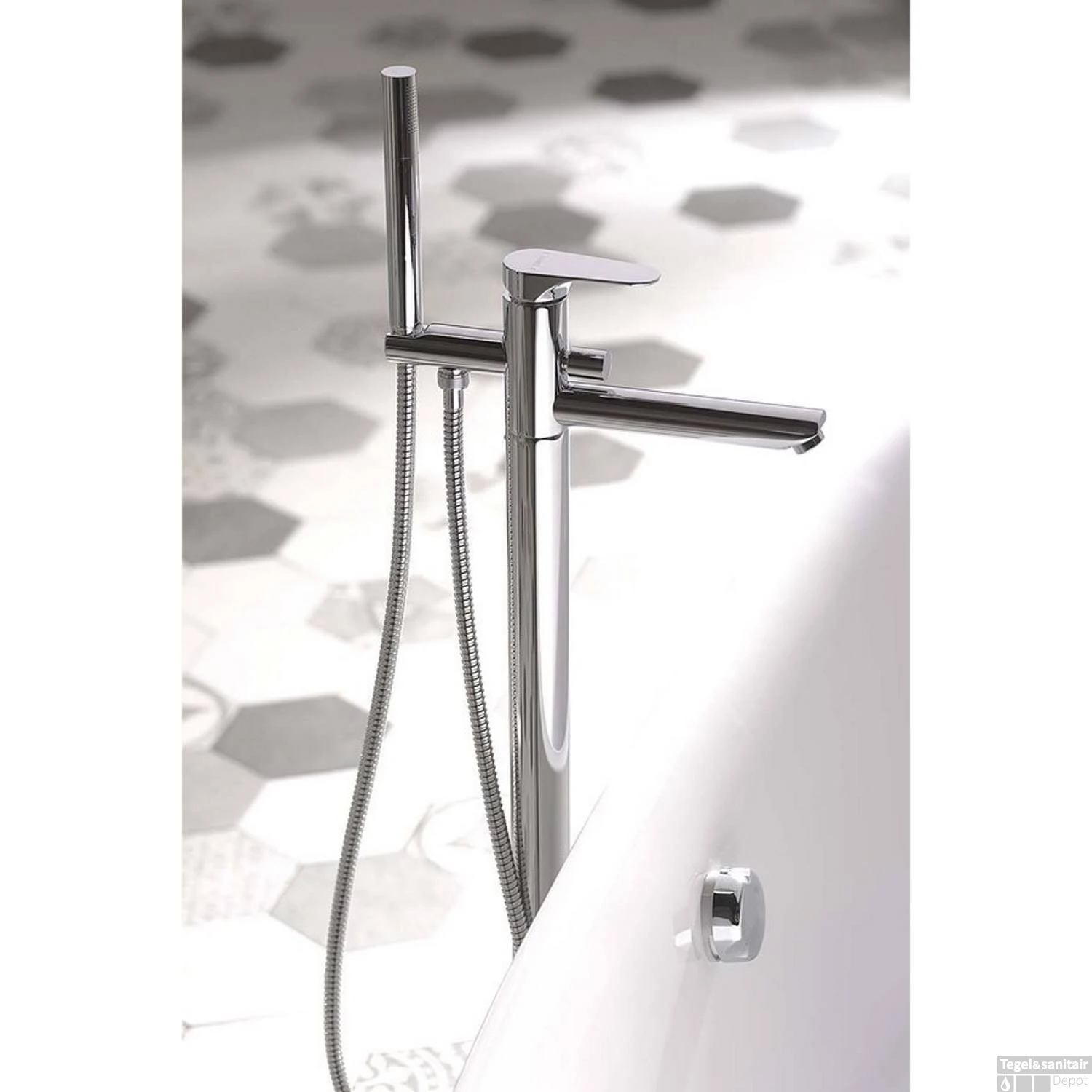 Vrijstaande Badmengkraan Sapho Corneli Met Handdouche Chroom - Afbeelding 3