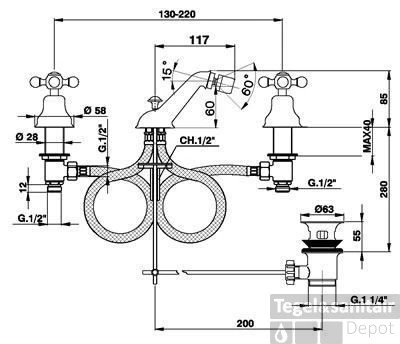 Cisal Arcana Ceramic 3-gats Bidetmengkraan Brons AC00122027 1 Cisal Arcana Ceramic 3-gats Bidetmengkraan Brons AC00122027