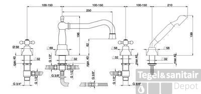 Cisal Arcana Ceramic 4-gats Badmengkraan Badrandmontage 3/4" RVS AC0002642A 1 Cisal Arcana Ceramic 4-gats Badmengkraan Badrandmontage 3/4" RVS AC0002642A