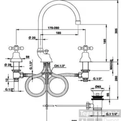 Wastafelmengkraan Cisal Arcana Ceramic 3-gats AC0010602A RVS Look