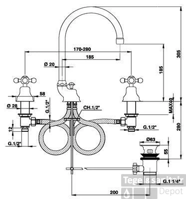 Wastafelmengkraan Cisal Arcana Ceramic 3-gats AC0010602A RVS Look 1 Wastafelmengkraan Cisal Arcana Ceramic 3-gats AC0010602A RVS Look