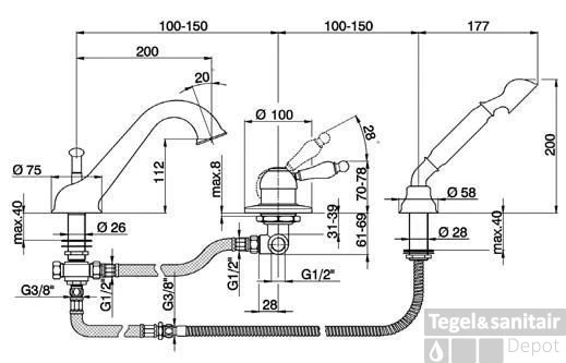 Cisal Arcana Empress 3-gats Badmengkraan Met Handdouche EM00126074 Chroom-Goud 1 Cisal Arcana Empress 3-gats Badmengkraan Met Handdouche EM00126074 Chroom-Goud