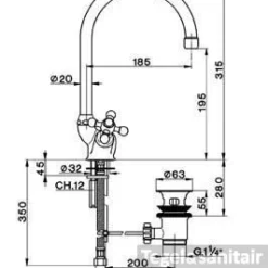 Wastafelkraan Cisal Arcana AR00052074 Chroom-Goud
