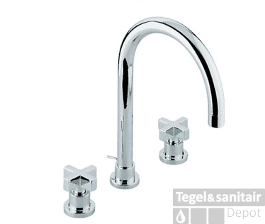 Wastafelmengkraan Cisal Barcelona 3-gats BA00106021 Chroom 2 Wastafelmengkraan Cisal Barcelona 3-gats BA00106021 Chroom - Afbeelding 2