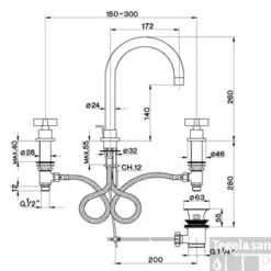 Wastafelmengkraan Cisal Barcelona 3-gats BA0010602A RVS Look